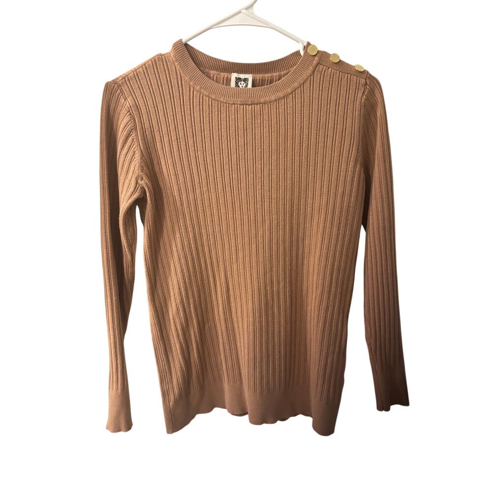 Anne Klein Sweater Blouse With Gold Shoulder Buttons